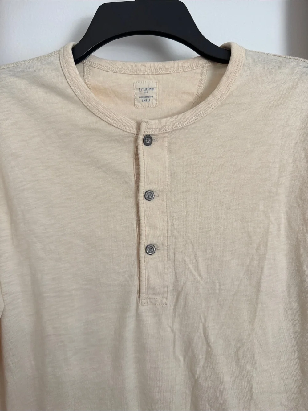 J. Crew Men's Long-Sleeve Henley in Cream